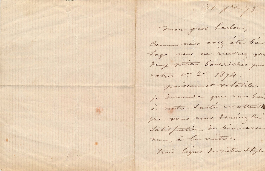 peintre Charles Jacque lettre autographe signée nouvel an Ritz amusante lettre