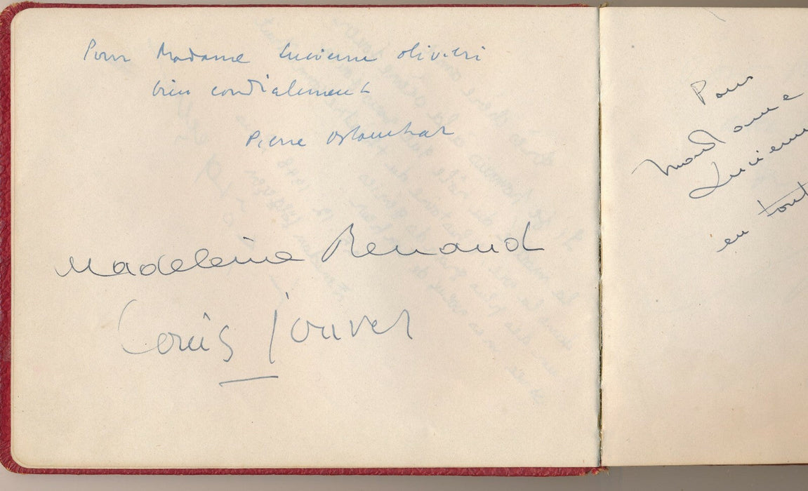 ALBUM AMICORUM 17 signatures Sacha Guitry Louis Jouvet Darrieux et 1 aquarelle