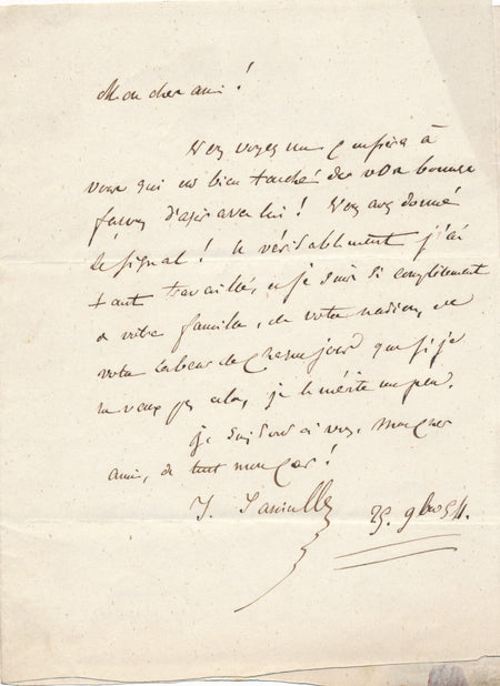 Jules JANIN si je ne vaux pas cela je le mérite un peu à Prémaray lettre