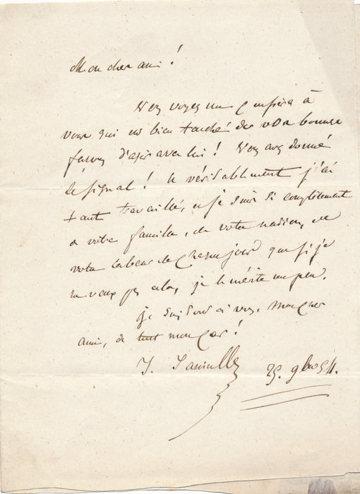 Jules JANIN si je ne vaux pas cela je le mérite un peu à Prémaray lettre