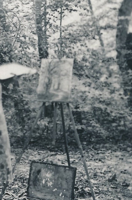 Snapshot photo amateur chevalet homme et femme se peignant !