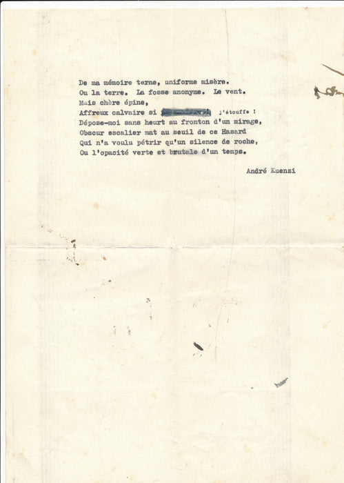 André KUENZI Suisse 6 lettres signées dont poèmes et 1 dessin Formes Couleurs