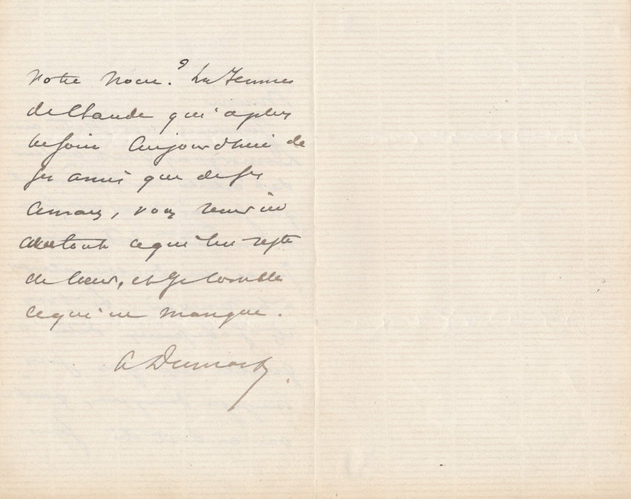 Alexandre Dumas fils Demarquay Femme de Paul lettre autographe signée