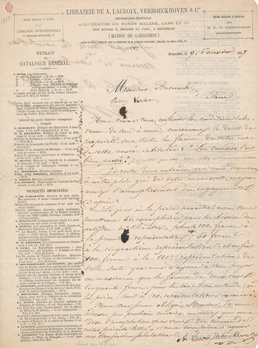 théâtre William BUSNACH  demande bifteck  lettre autographe et note