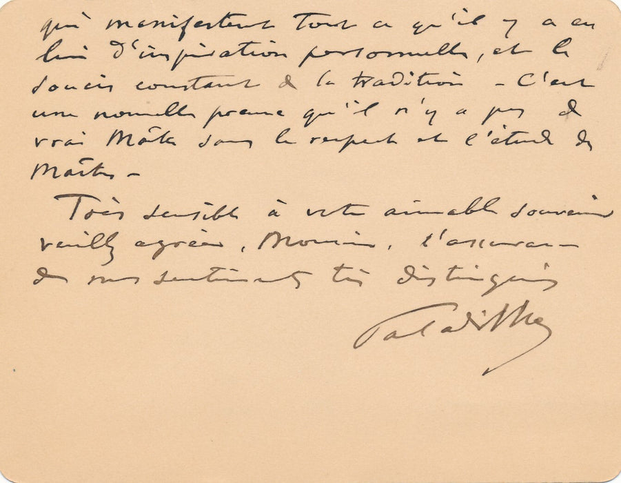 Émile PALADILHE bel hommage à Ambroise THOMAS lettre autographe signée 1894