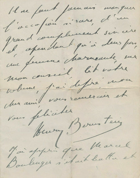 Henri Bernstein 2 lettres autographes Fernand VANDEREM Marcel Boulanger 