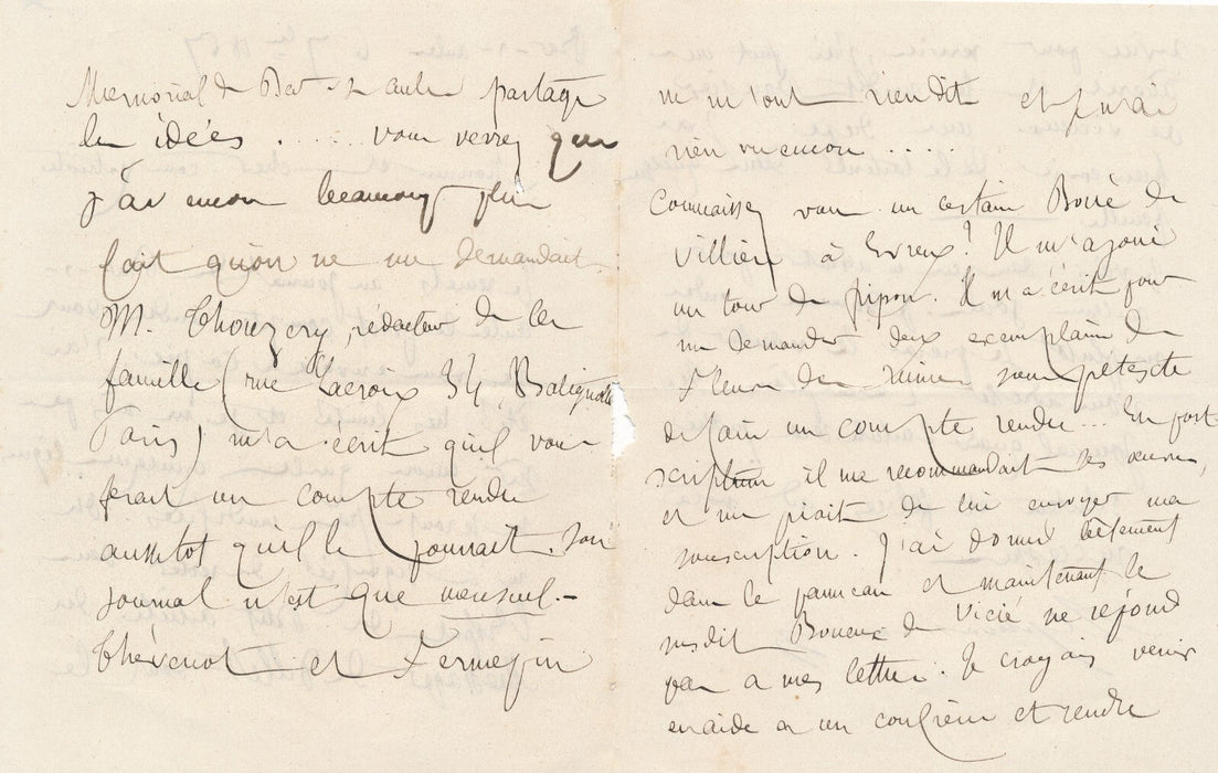 Alphonse BAUDOUIN  7 lettres autographes signées à Eugène de LA COTTIÈRE Aube