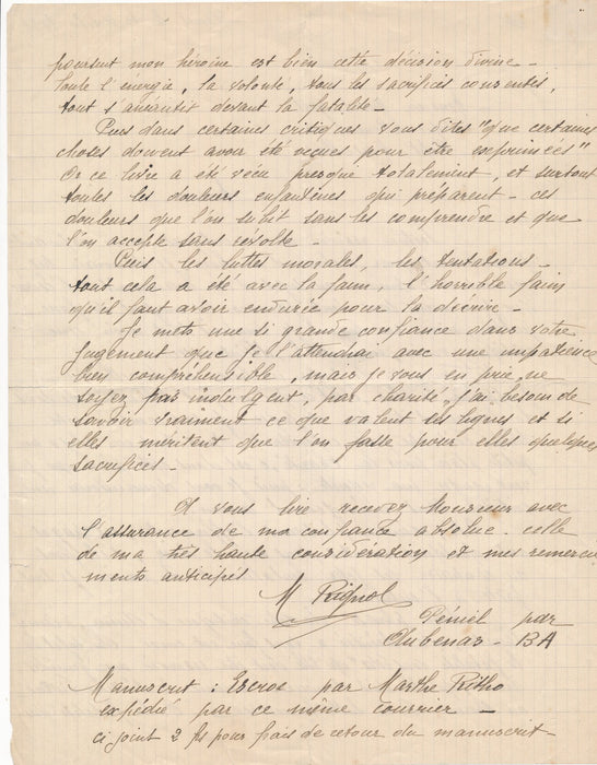 2 lettres manuscrites d’écrivains débutants, datées de 1932 à Marcel Gras 
