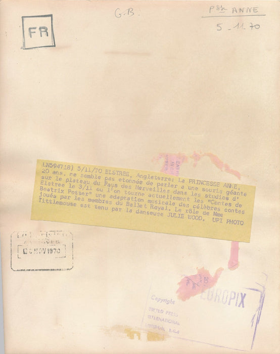 PRINCESS ANNE Conte Beatrix Potter souris 1970 photo photographie Angleterre