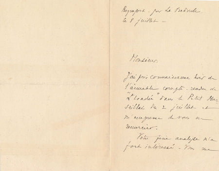 écrivain Romée de Villeneuve-Trans lettre autographe signée