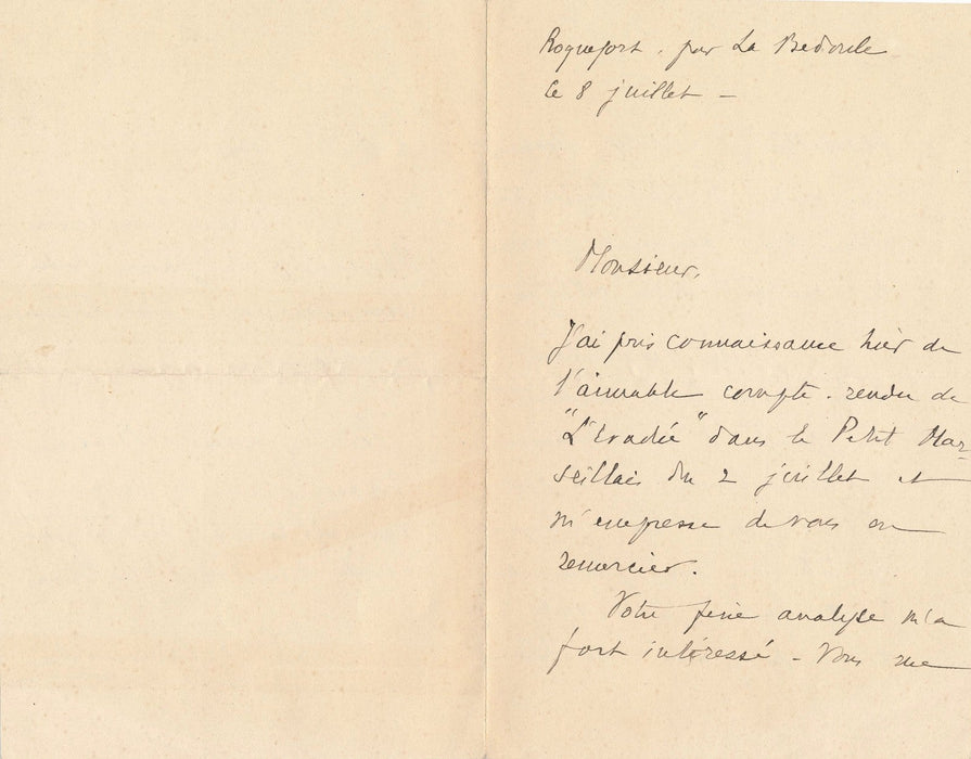 écrivain Romée de Villeneuve-Trans lettre autographe signée