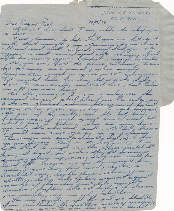 écrivain Malcom MENZIES correspondance autographe 4 lettres Canada anarchisme