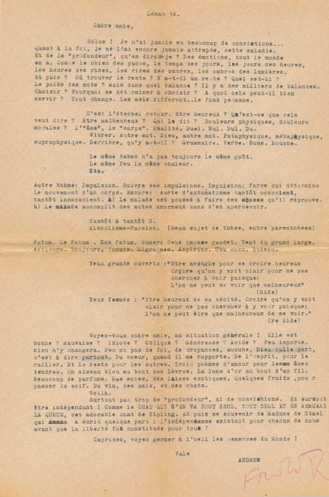 André KUENZI Suisse 6 lettres signées dont poèmes et 1 dessin Formes Couleurs