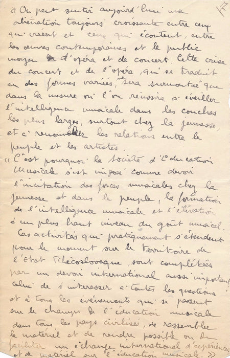 musicographe Claude Chamfray manuscrit autographe signé 1937 l’Education