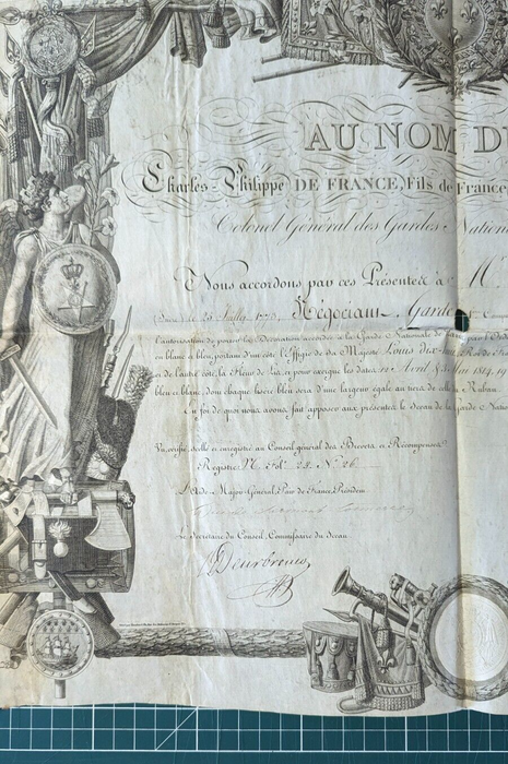 Brevet Garde nationale Sylvain Séglise 1816 Clermont-Tonnerre autographe