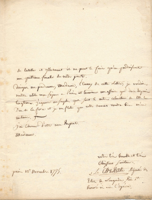 Étienne-Hyacinthe de RATTE affaire succession cohéritière duc de La Force 1775