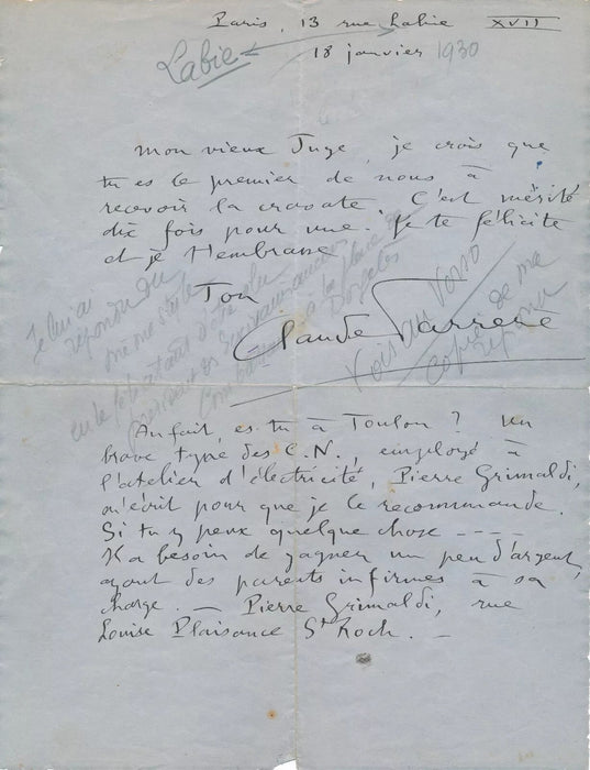 intéressant Lot Claude Farrère Farrere 4 lettres 3 dédicaces autographe