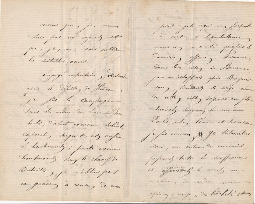 Edgard du BERNET DE GARROS intéressante lettre autographe signée guerre 1870