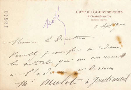 Albert Félix MULOT carte autographe signée sculpteur envoi presse