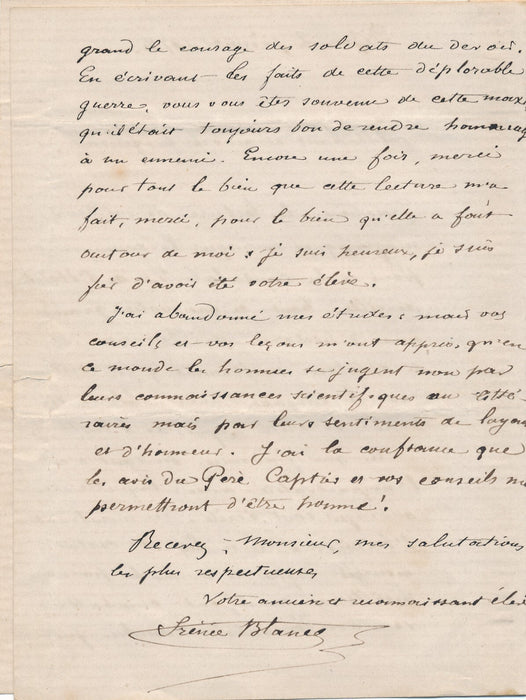 Point de vue commune Irénée BLANC lettre autographe signée 1872