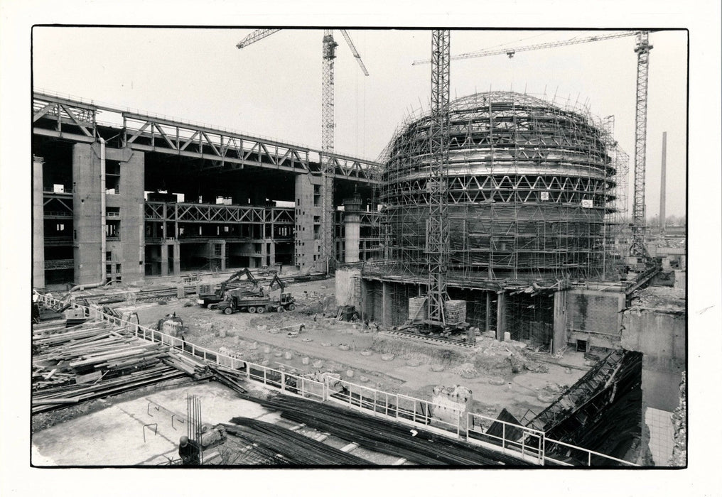 Photographie Géode Villette construction 2 tirages argentiques époque v 1980