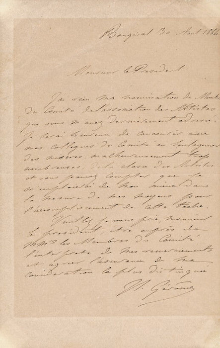 Jean Léon GÉRÔME aide les artistes dans la misère Lettre autographe signée 1866