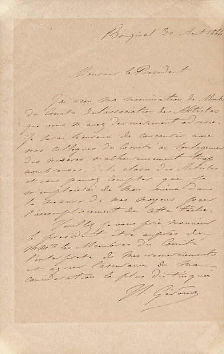 Jean Léon GÉRÔME aide les artistes dans la misère Lettre autographe signée 1866