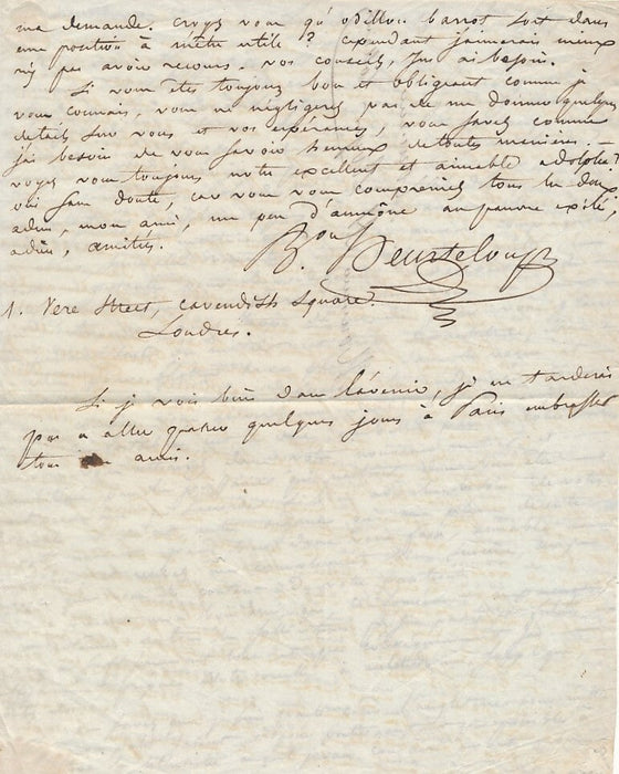 HEURTELOUP lithotritie belle lettre autographe signée sur l'obtention décoration