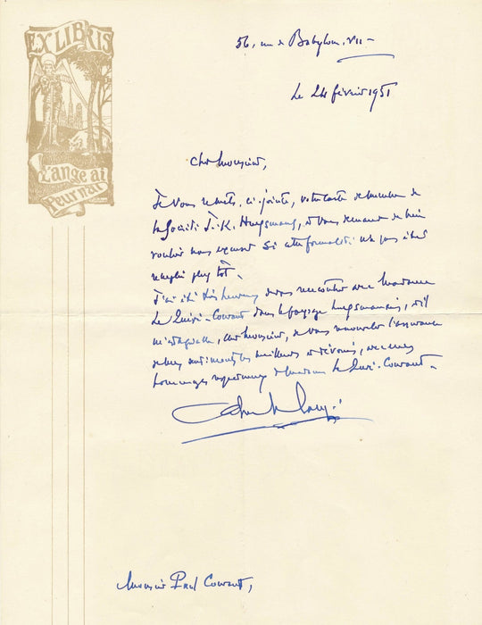 lot 6 Lettres Société Huysmans Gabriel Ursin Langé  Fécamp Paul-Courant