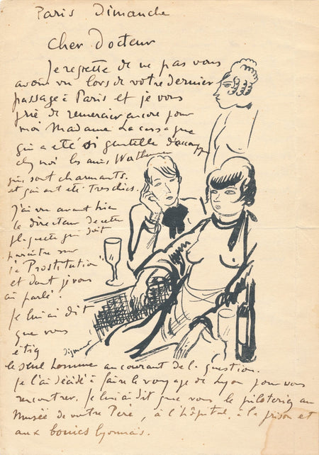 art André Dignimont prostitution lettre autographe signé dessin imprimé
