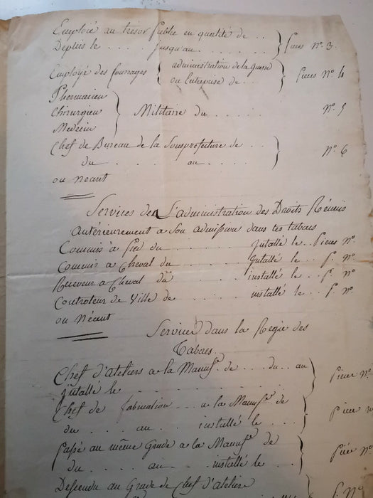 M. Joly entreposeur de tabacs, 1813, département Mont-Blanc documents époque