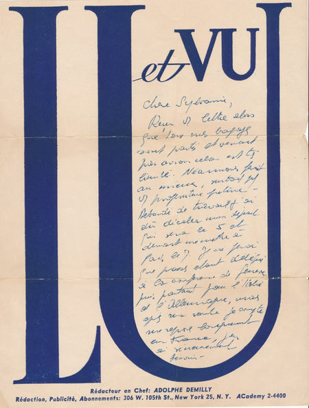 A. DEMILLY éditeur New York  france combattante 3 lettres  en têt autographe