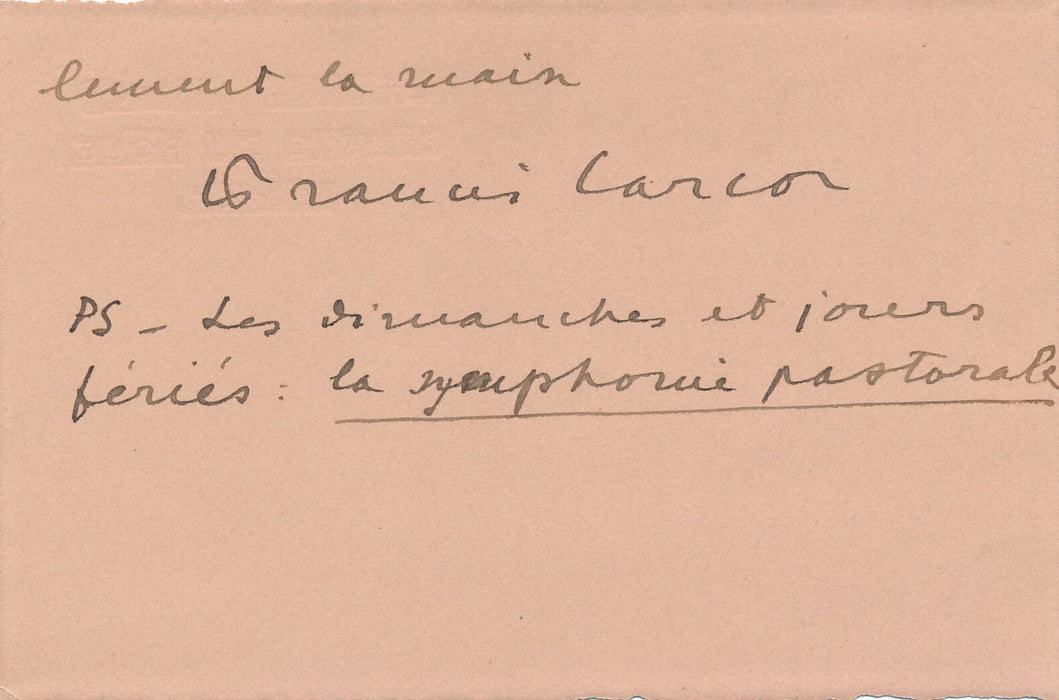 Francis CARCO amusante question Les 3 disques de chevet ? autographe lettre 