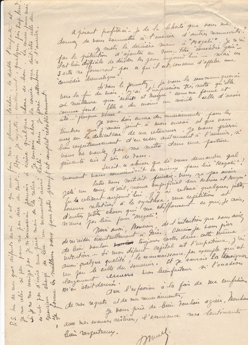 2 lettres manuscrites d’écrivains débutants, datées de 1932 à Marcel Gras 