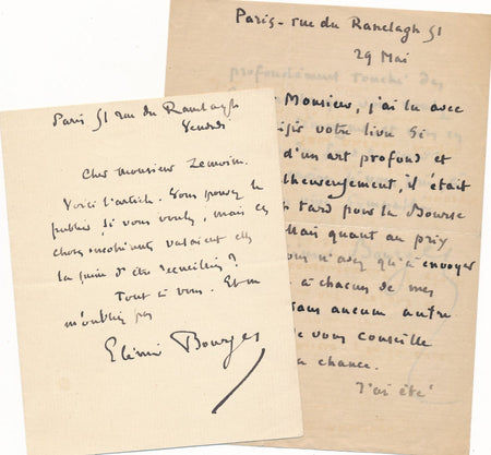 Elemir Bourges 2 lettres autographes signées choses incohérentes ! Goncourt