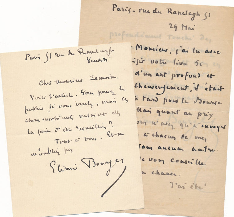 Elemir Bourges 2 lettres autographes signées choses incohérentes ! Goncourt