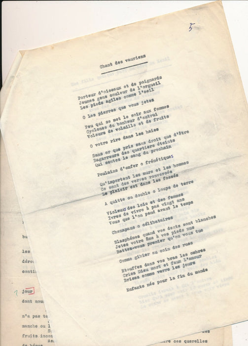 ARAGON 4 poèmes dactylographiés Paroles peintes annotations autographes fou Elsa