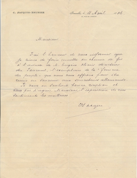 Descaves lettre sauveteurs allemands courrières Meunier ET 2 lettres de sa fille