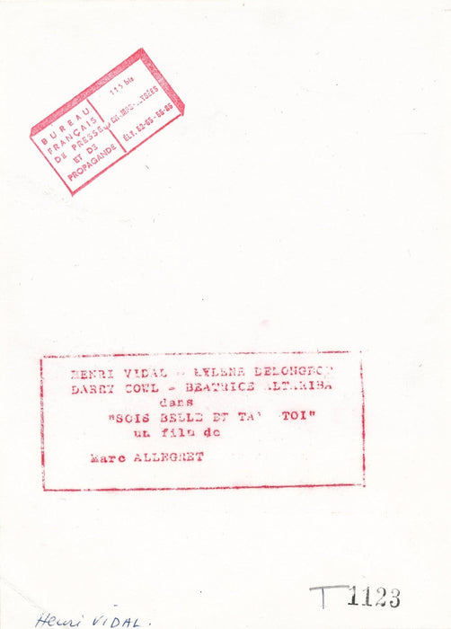 cinéma Raymond Voinquel Henri Vidal Mylène Demongeot photographie époque 