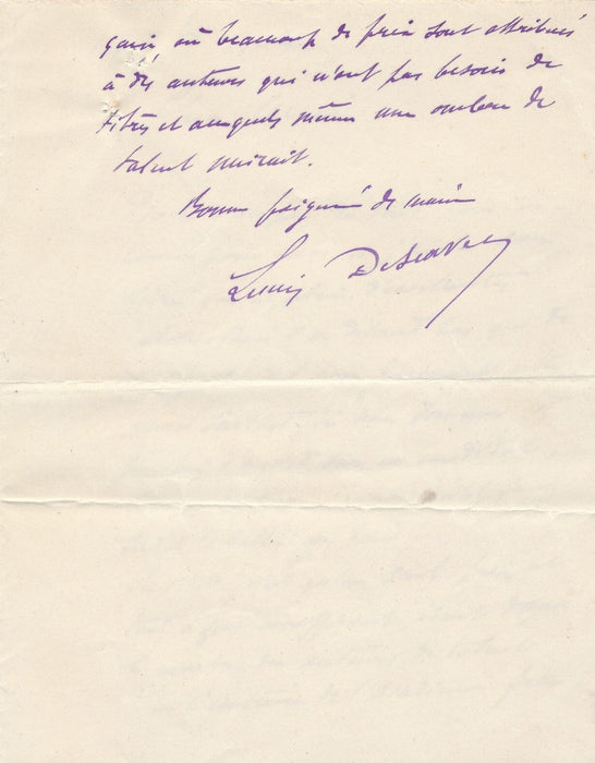 Lucien DESCAVES  2 lettres autographes raille les prix de l'Académie française