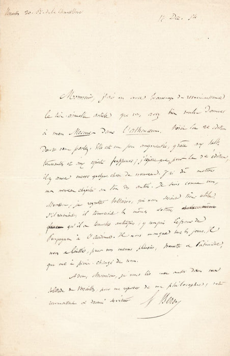 Ernest BERSOT 2 lettres autographes signée 1 sur Mesmer et le magnétisme animal