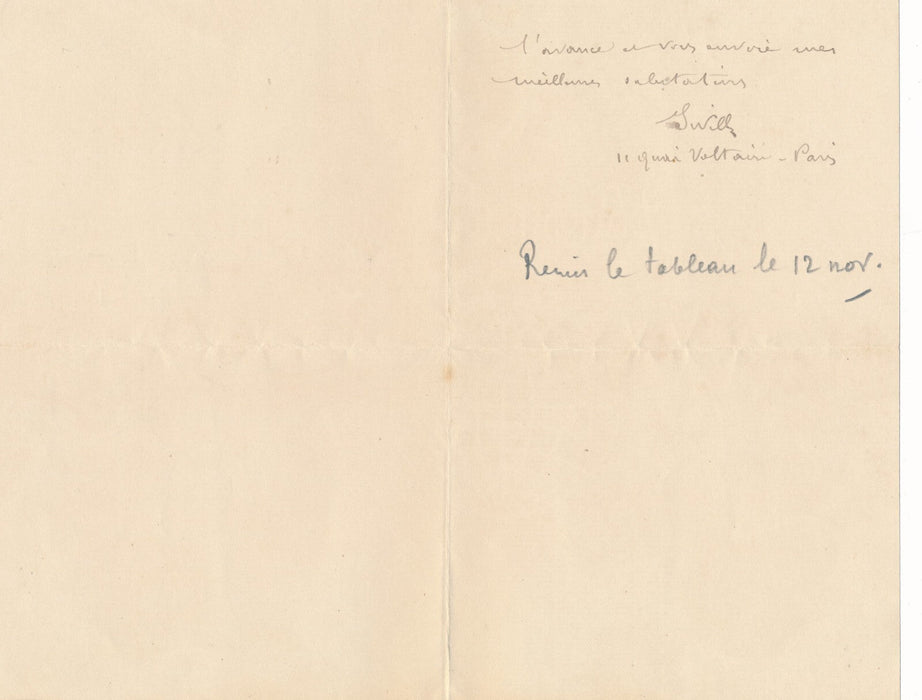 peintre Iwill lettre autographe signée ET carte photographie tableau esthétique