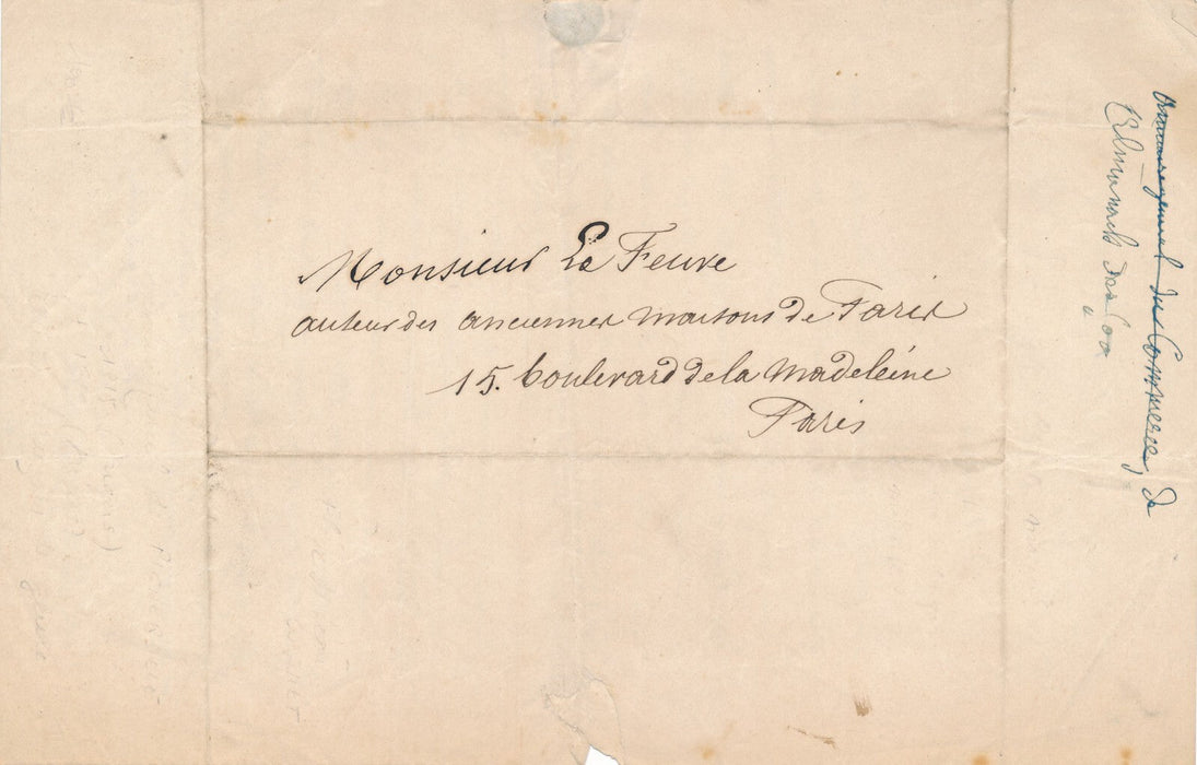 peintre DE PIGNEROLLES Les anciennes maisons de Paris Charles LEFEUVE lettre