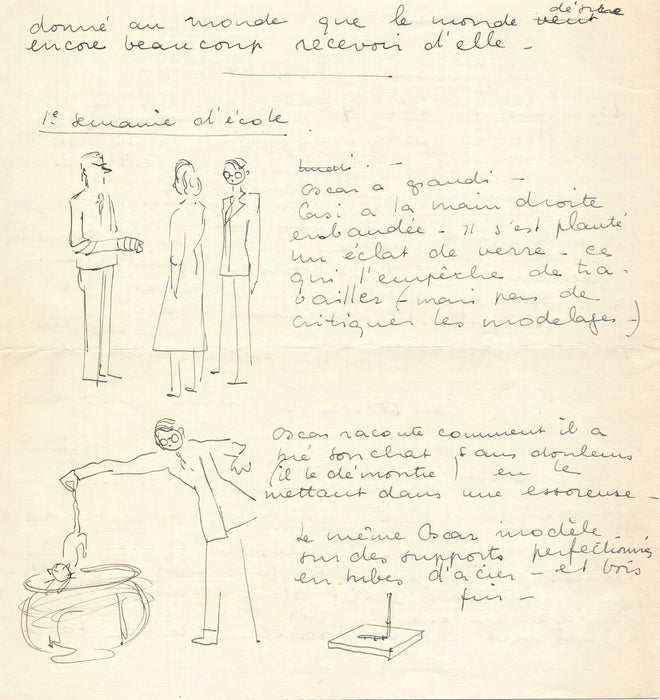 Marcel Poncet Lausanne lettre illustrée non identifiée école d'art dessin