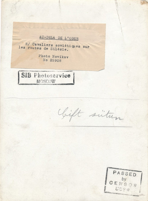 Cavaliers militaire URSS Silésie argentique photo vintage vers 1945 guerre