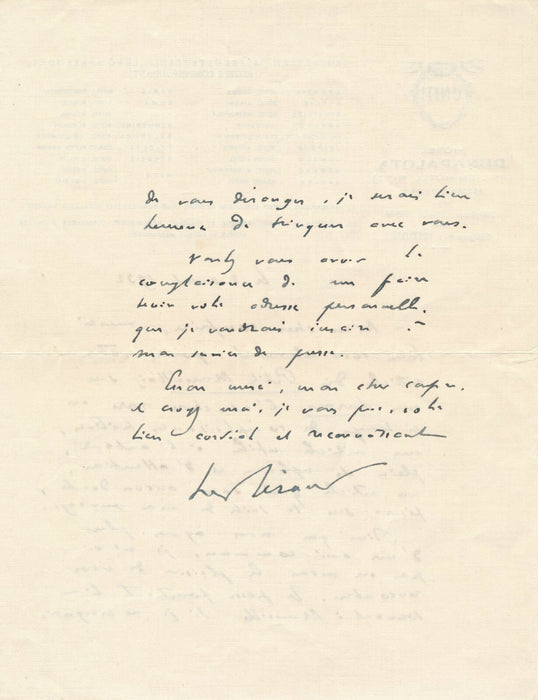 Henri BÉRAUD son livre Lurons de Sabolas lettre autographe signée Beraud