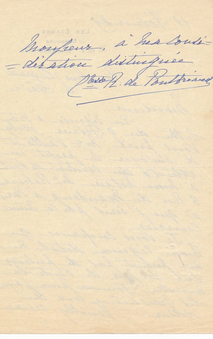 Famille Breuil de Pontbriand comte comtesse Combourg autographe 5 lettres Havre