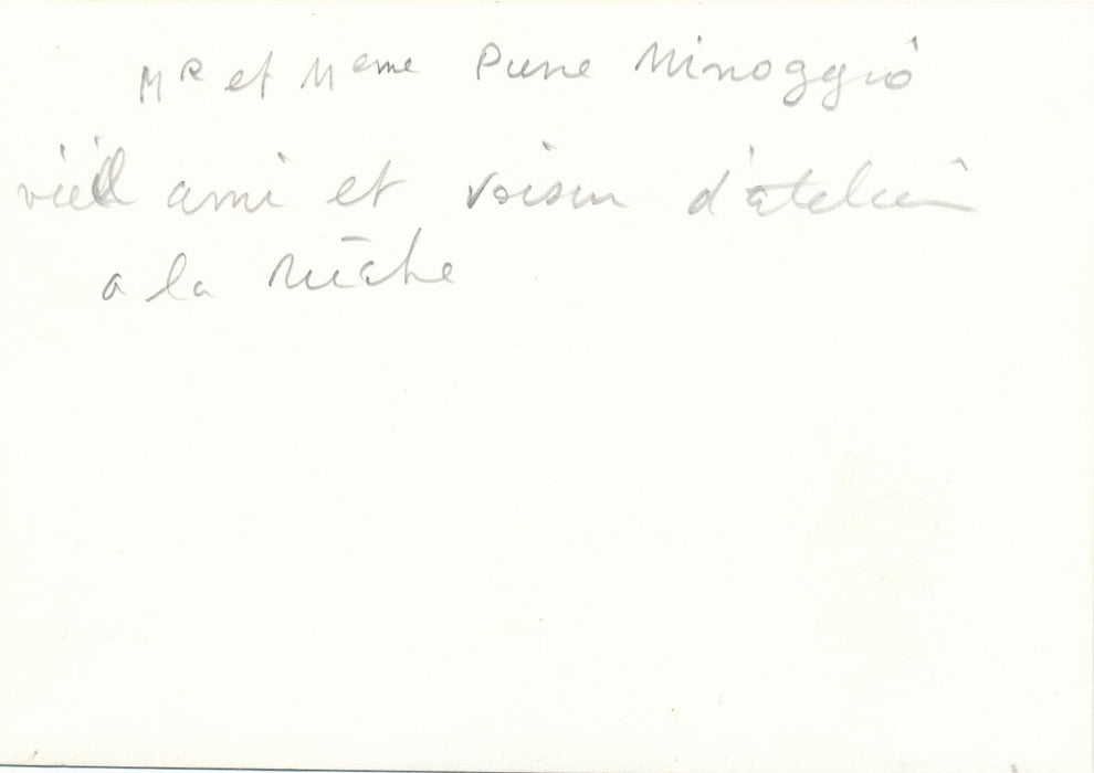 Pierre MINOGGIO sculpteur actif à Paris LA Ruche photographie carte de viste