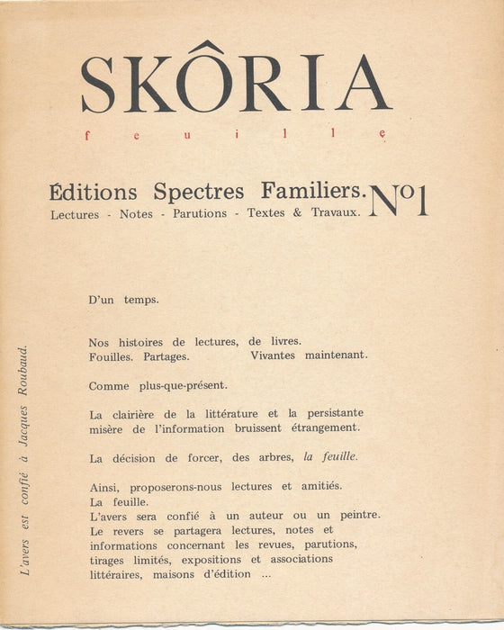 Skoria, Inédits 1979, Microclimats 3 revues de poésie poète