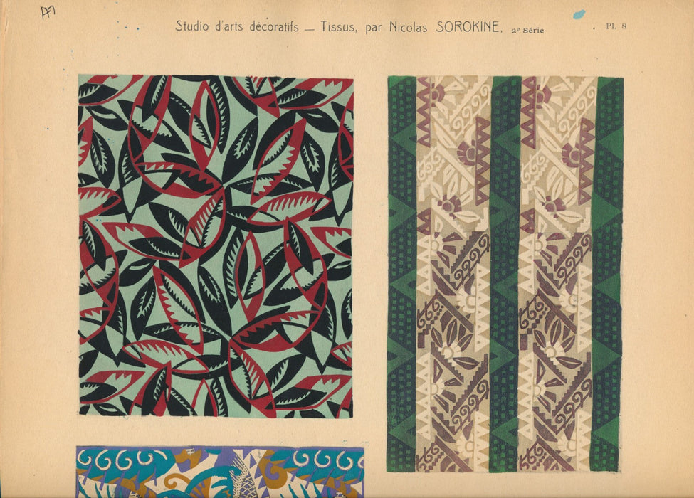 SOROKINE Broderies Tissus 2e série Arts décoratifs v. 1920 pochoir 52 motifs